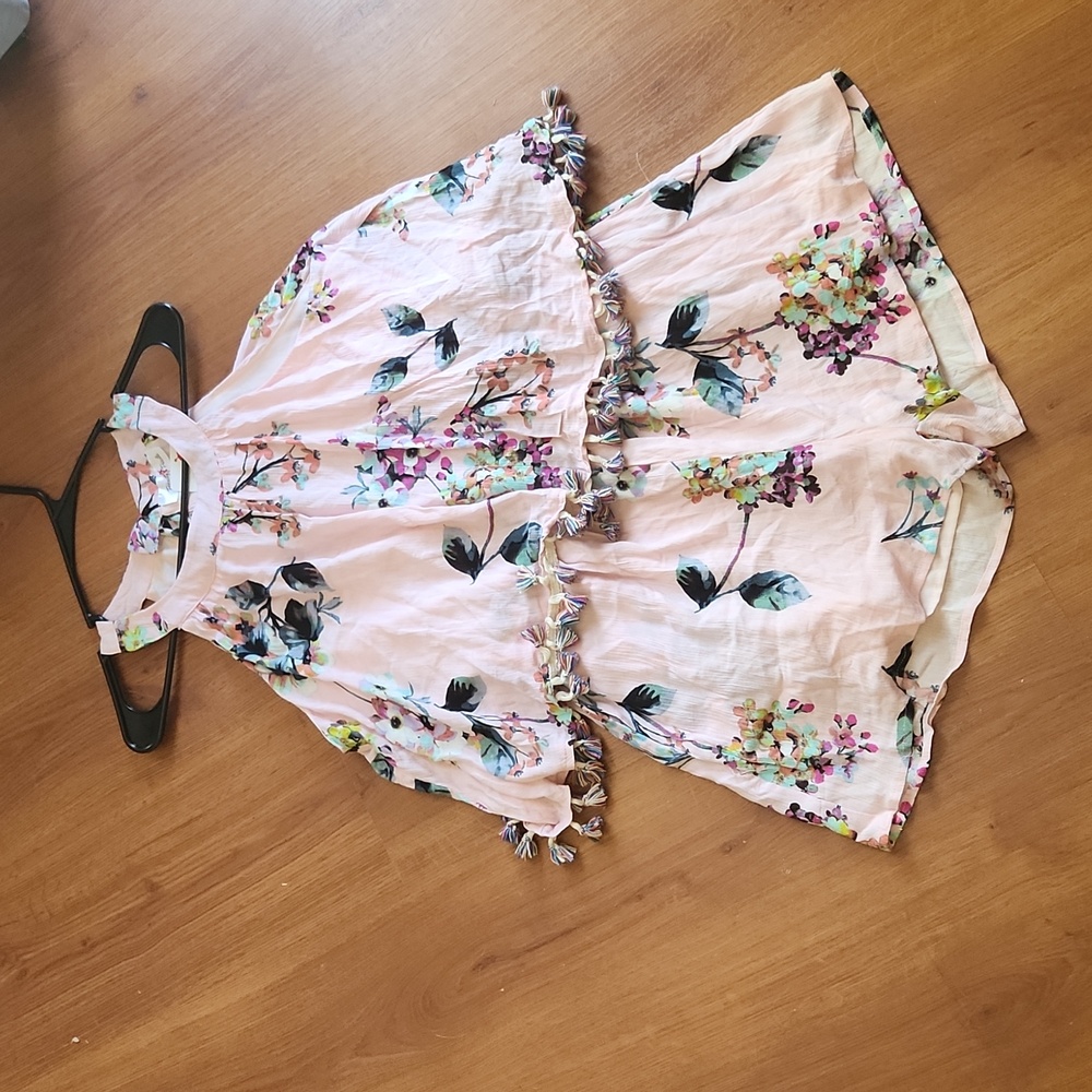 Pink floral romper Sleeveless Halter Neck